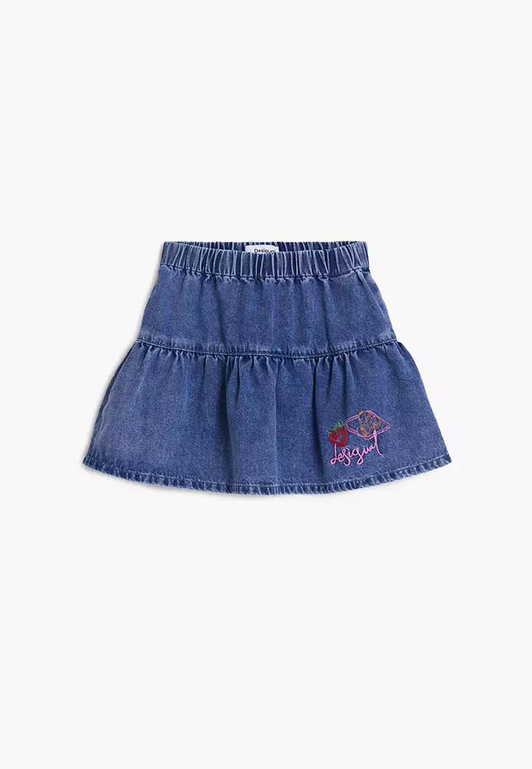 Cherry denim miniskirt