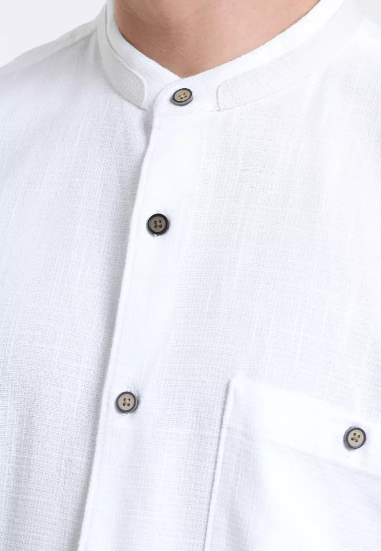 Emba Denim - Aram Two 037 Kemeja Koko Pria Lengan Pendek White