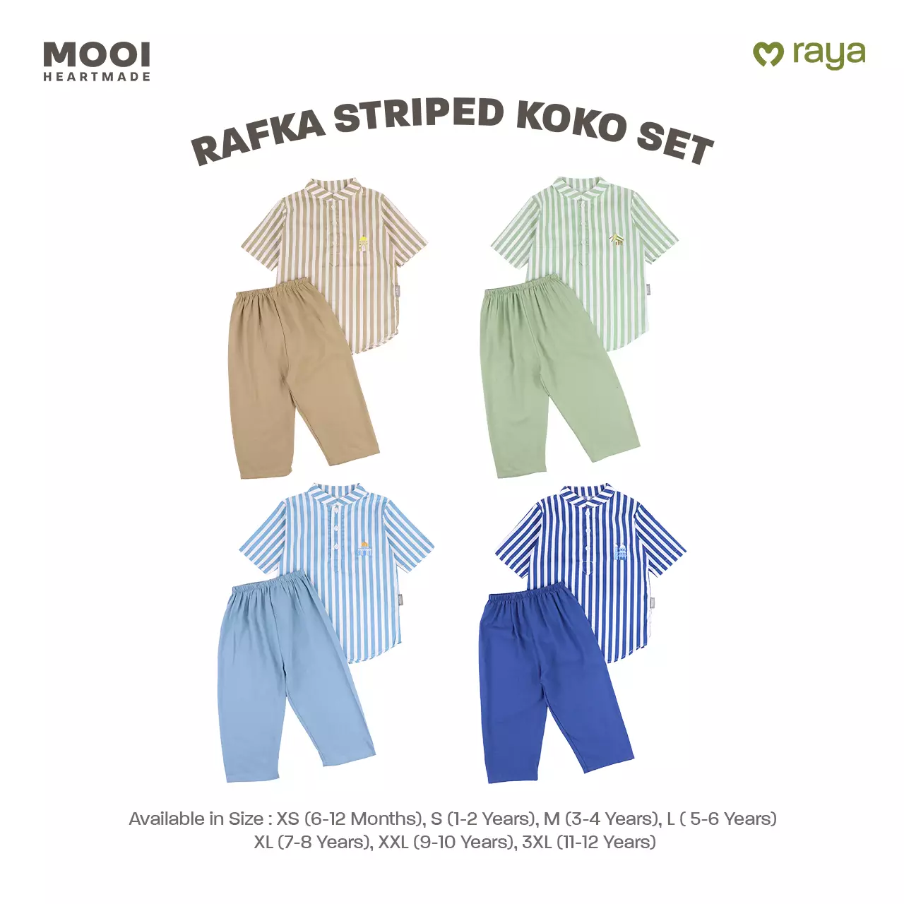 Mooi Rafka Striped Koko Set Setelan Koko Anak - Dusty Blue