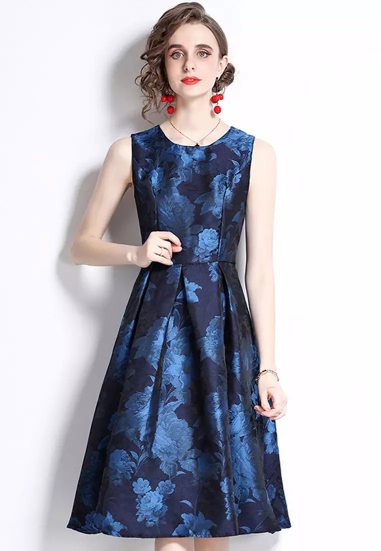 Sunnydaysweety Temperament Jacquard A-Line Puffy One-Piece Dress ...