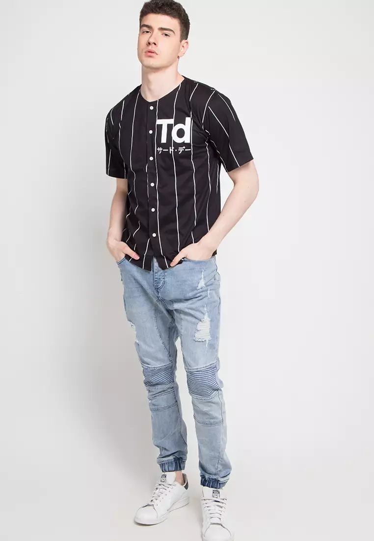 MTD37D baseball td modern blk T-shirt Hitam