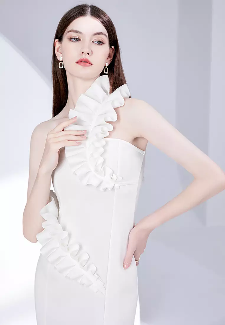 3D Floral Bustier Midi Dress – Little White Dress