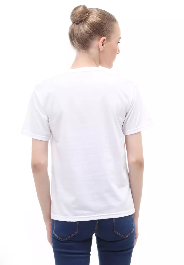 Heller Kaos Atasan Wanita Motif Print Short Sleeves Relaxed Fit - Putih