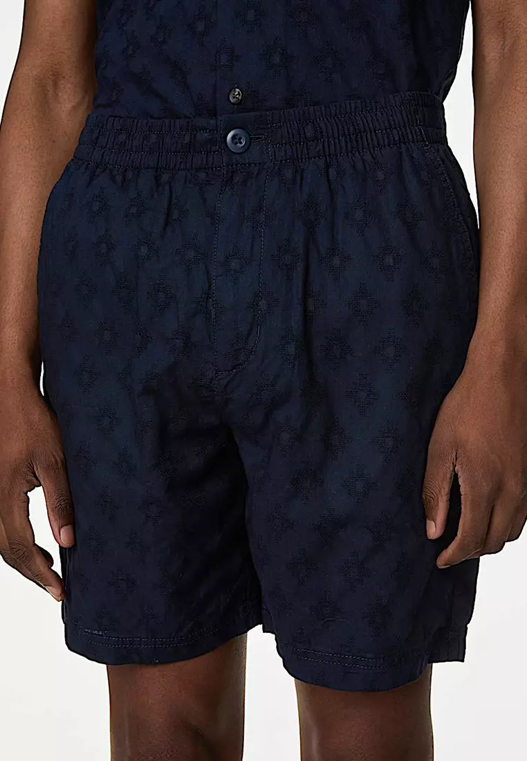 Pure Cotton Elasticated Waist Jacquard Shorts