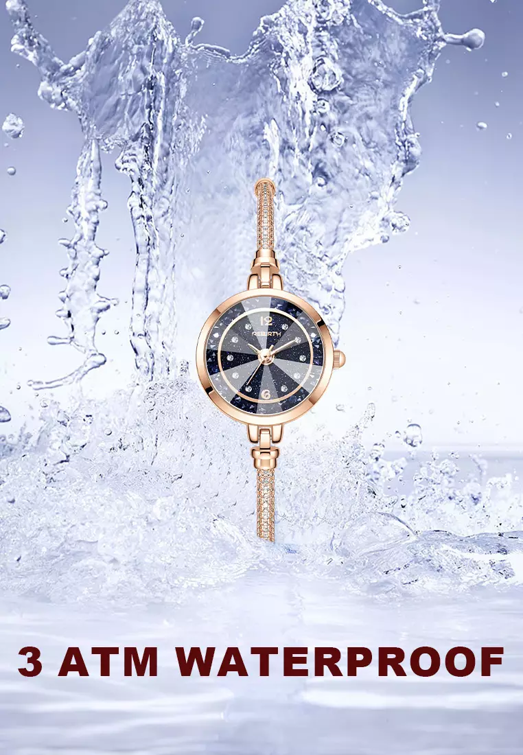 Jam Tangan Wanita Anti Air Gelang Gaya Berlian Tali Merenggang Jam Tangan Cewek Original rose blue