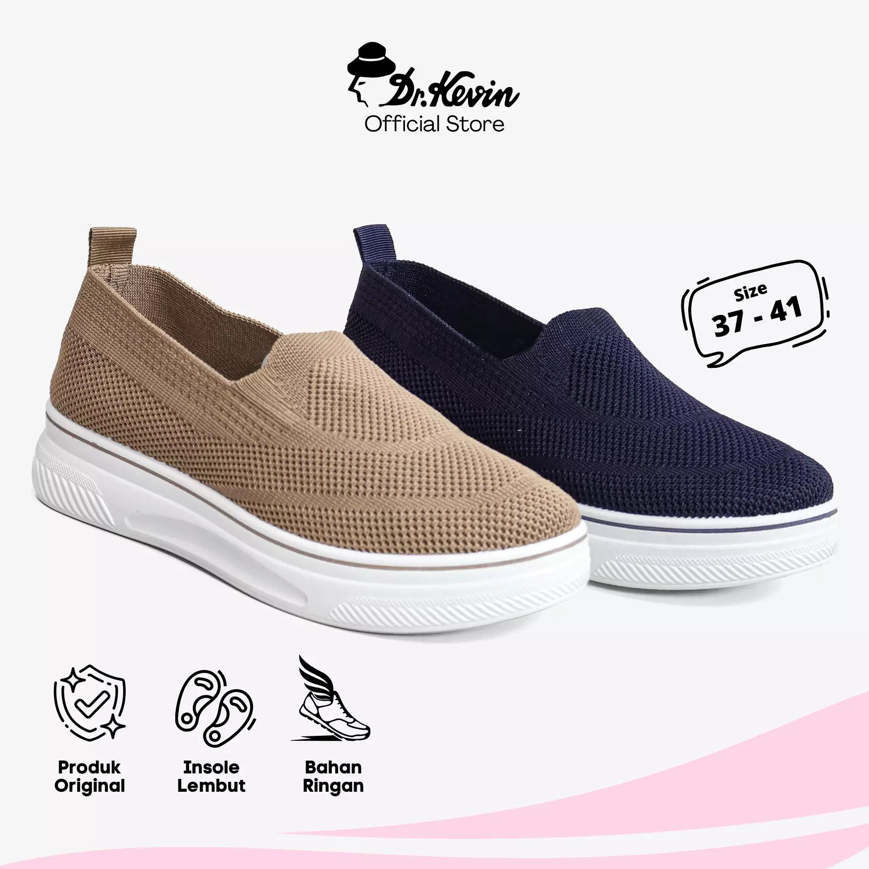 Dr. Kevin Sepatu Olahraga Sport Wanita Sneakers Rajut Slip On 559-014
