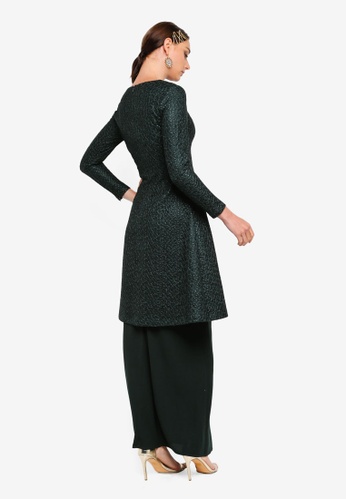 Buy Embroidered Lace Fit And Flare Tunic Set from Zalia in Green at Zalora