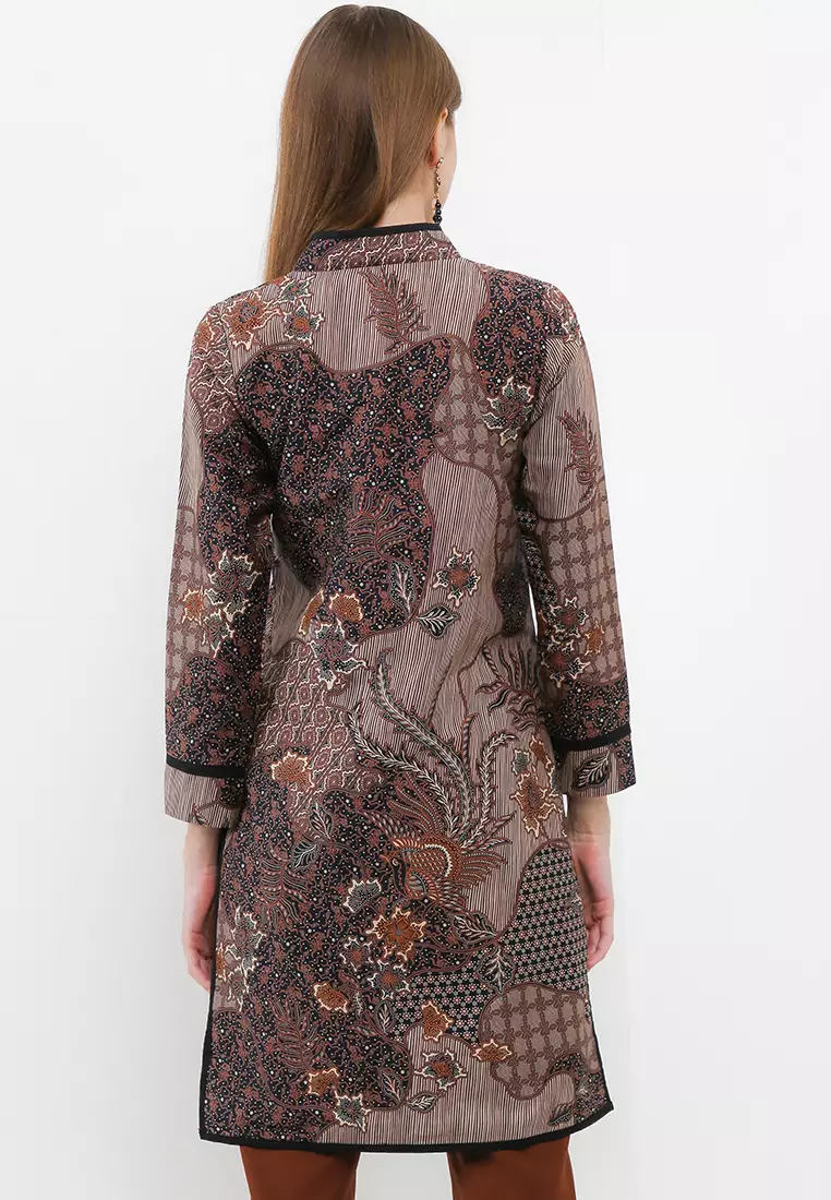 Tunik Muslim Atasan Wanita Batik Premium Denia Sogan Brown