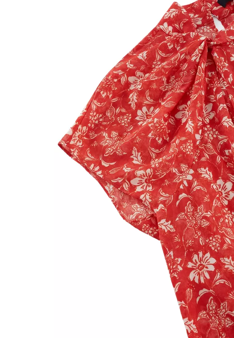 G2000 Tie-Neck Floral Print Blouse
