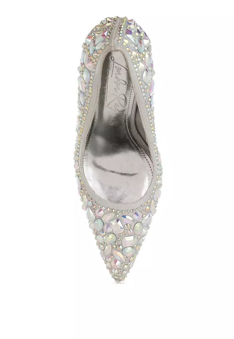 Diamante & Rhinestone Embellishments Pumps in Silver