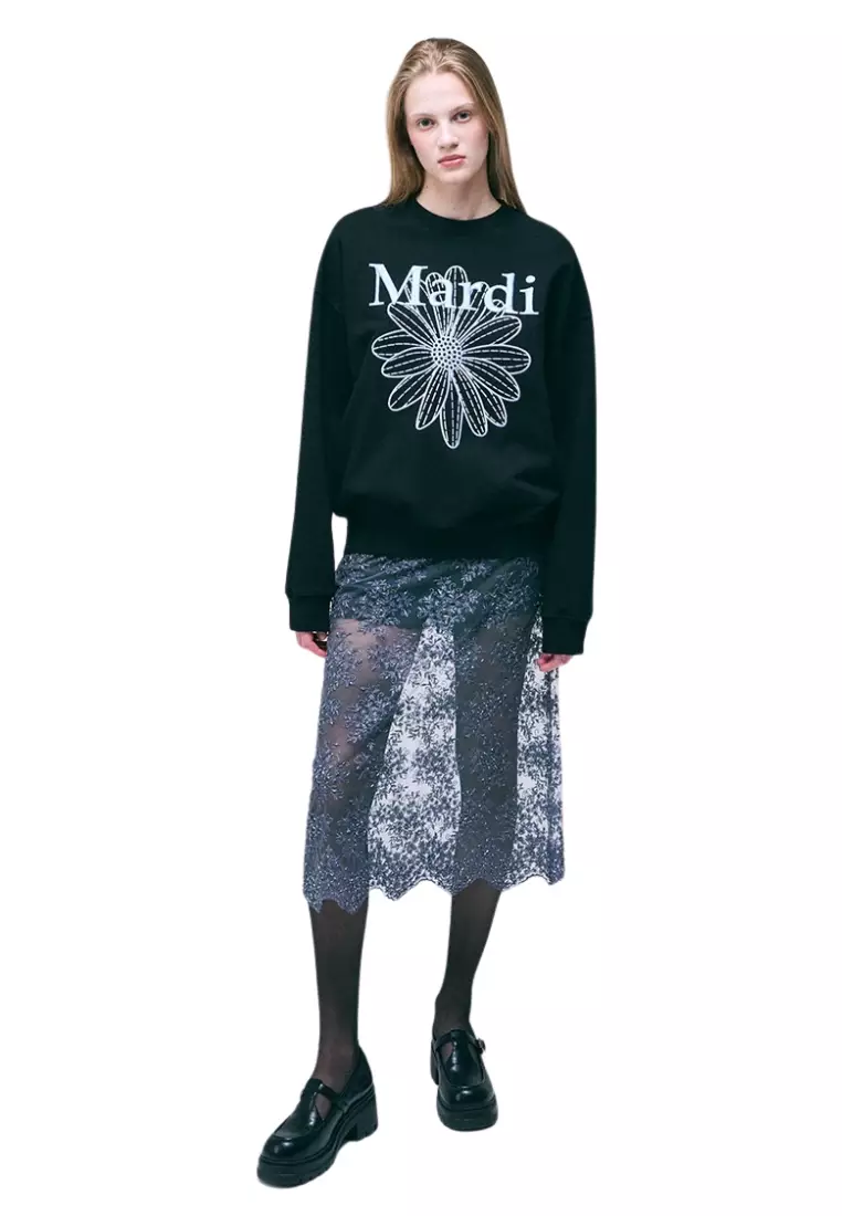 Sweatshirt Flowermardi Needlework - Black Sky
