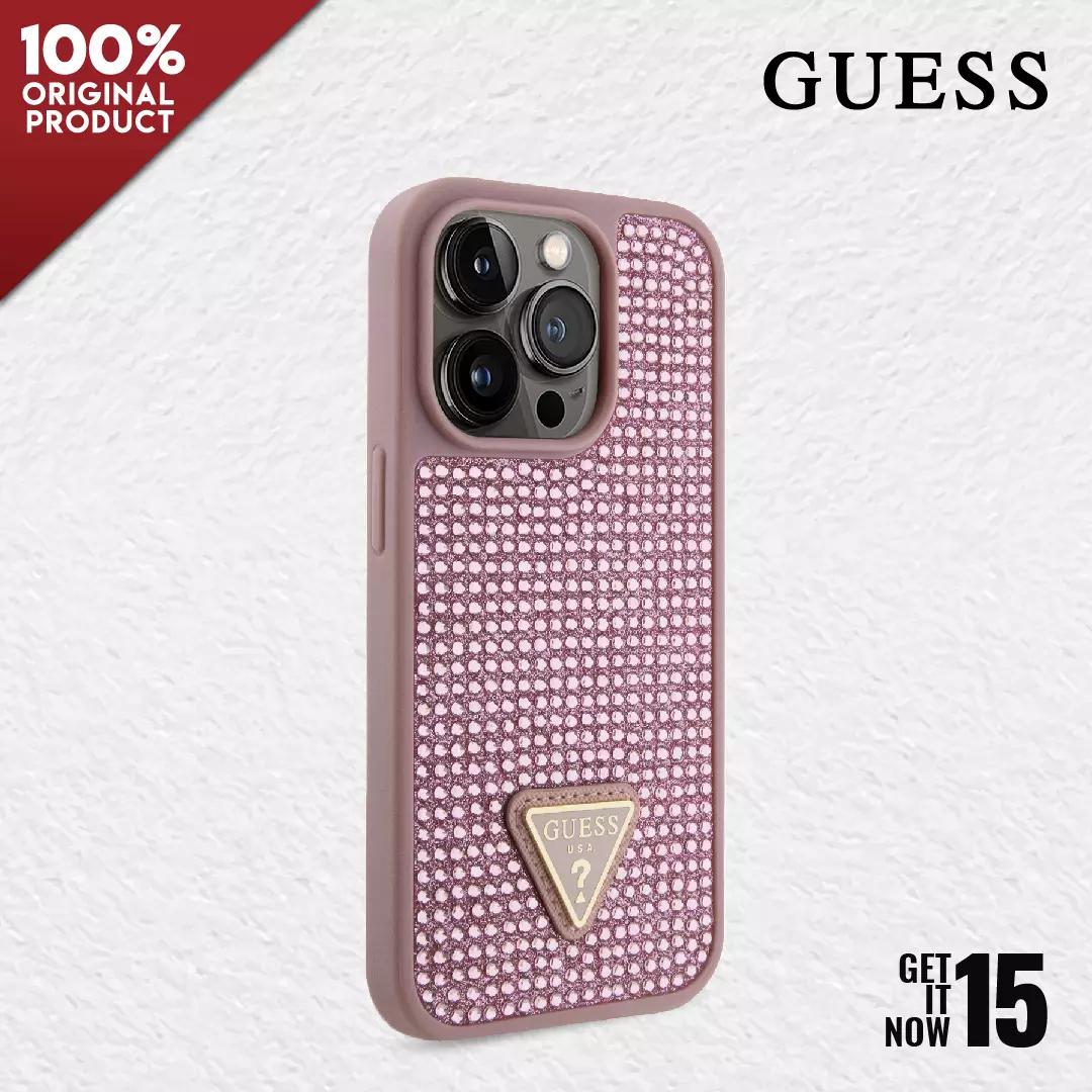 Jual Guess Case iPhone 15 Pro Max GUESS Rhinestones Triangle - Pink ...
