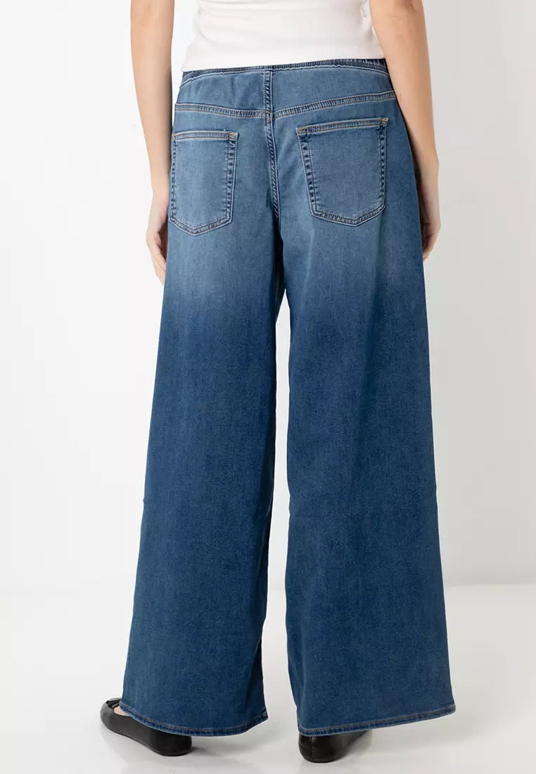 Mid Rise Knit Easy Baggy Jeans