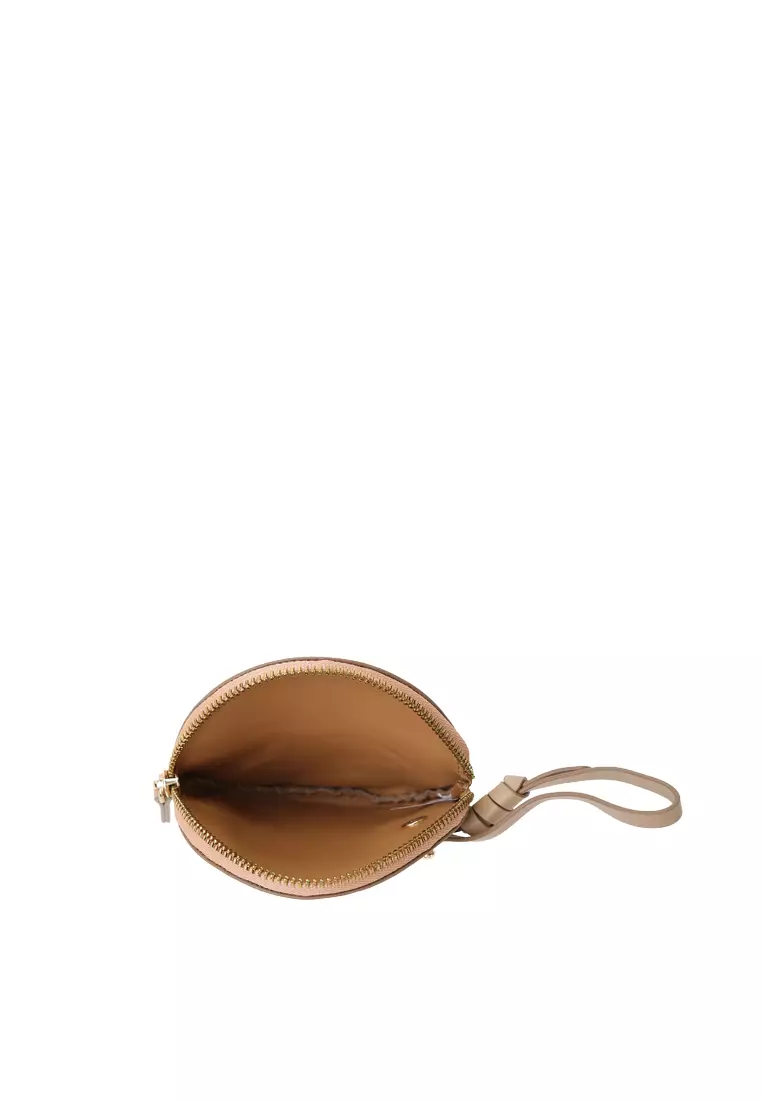 Strap Round Zip Card Case - Toffee