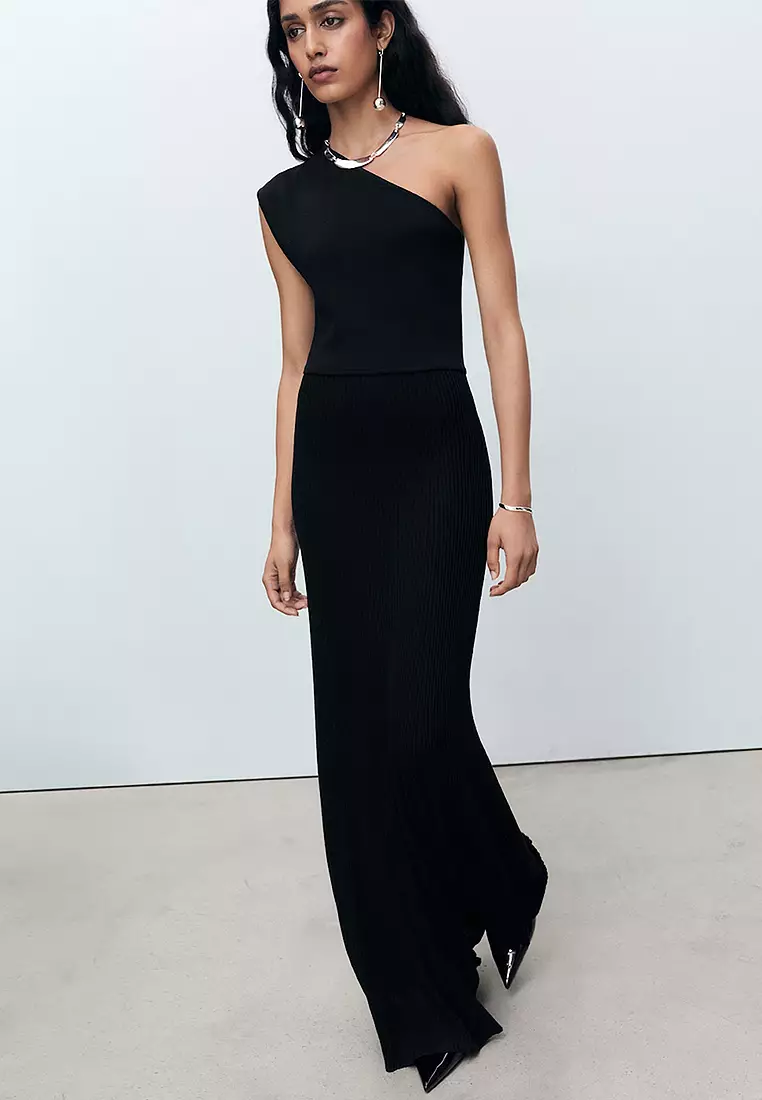 Asymmetrical Combined-Knit Dress