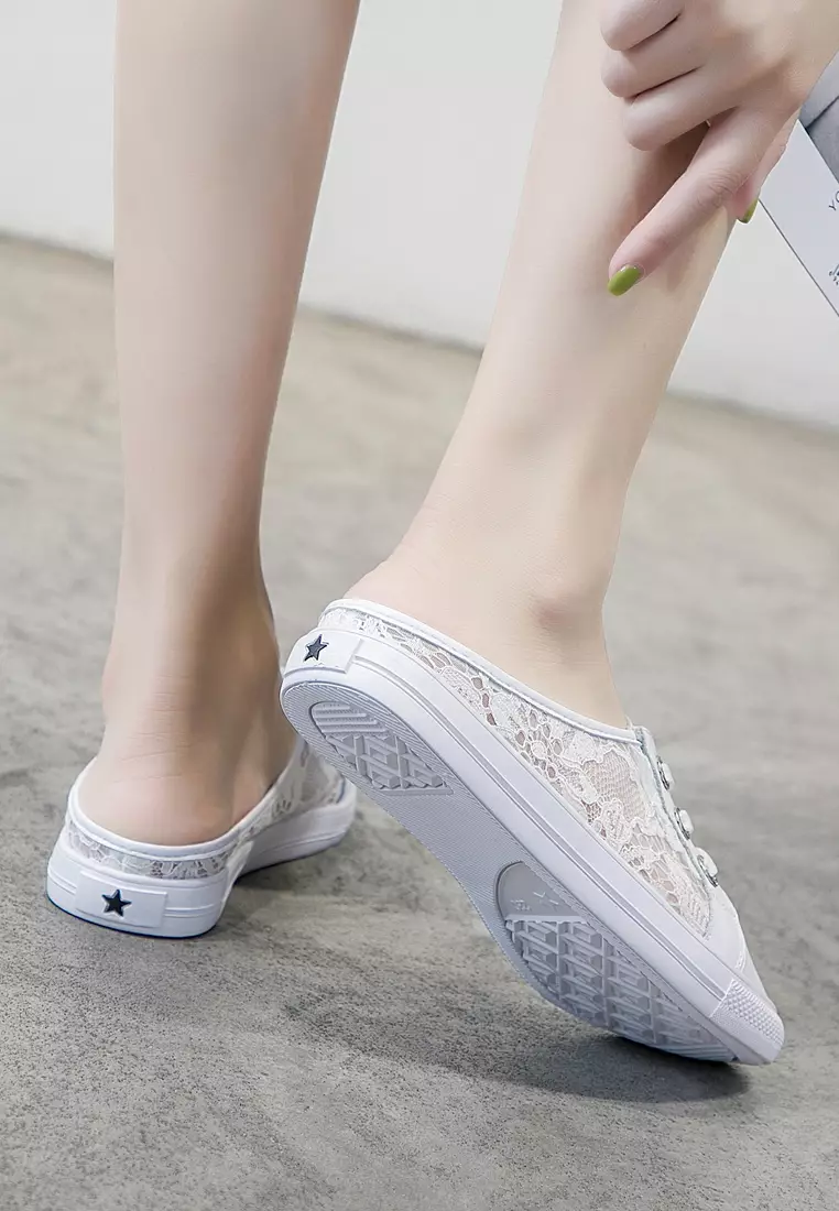 Comfortable Lace Stitched Leather Slip-Ons RX9917