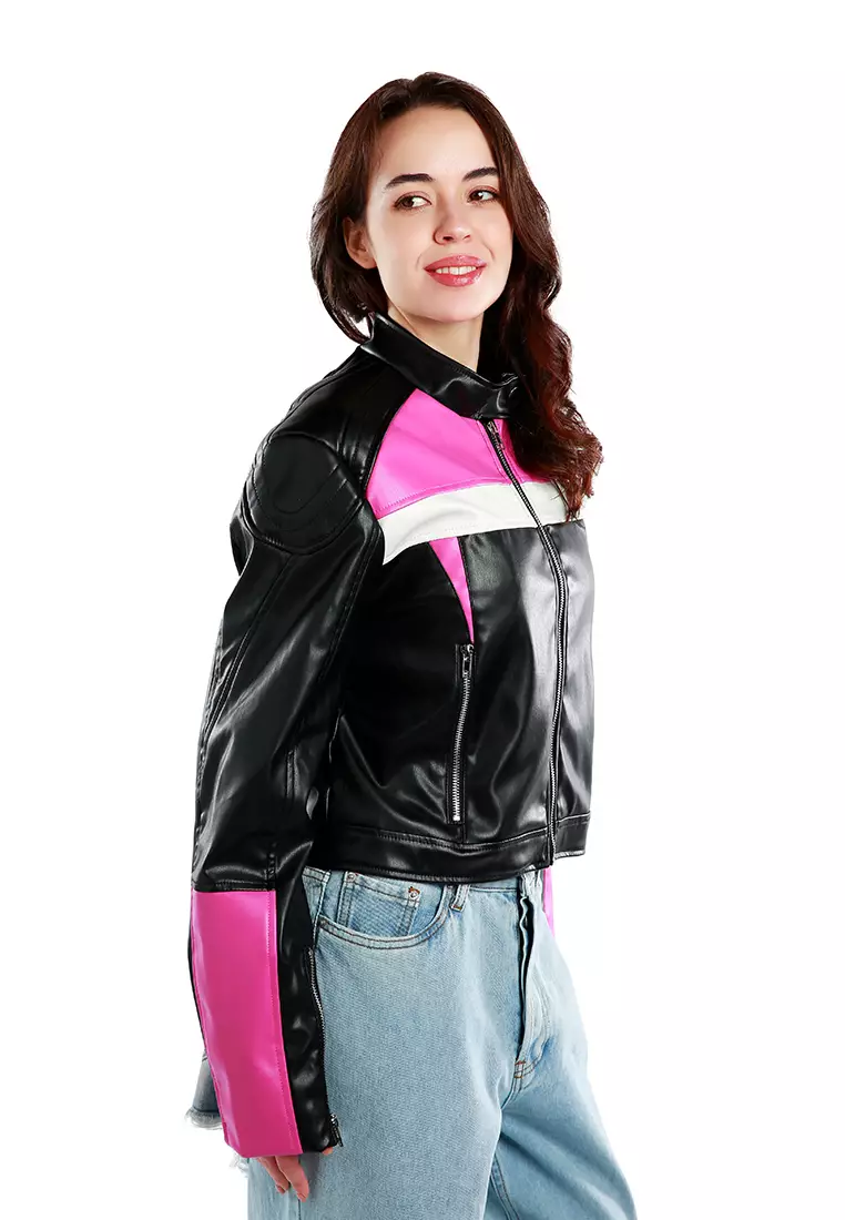 colored faux leather jacket