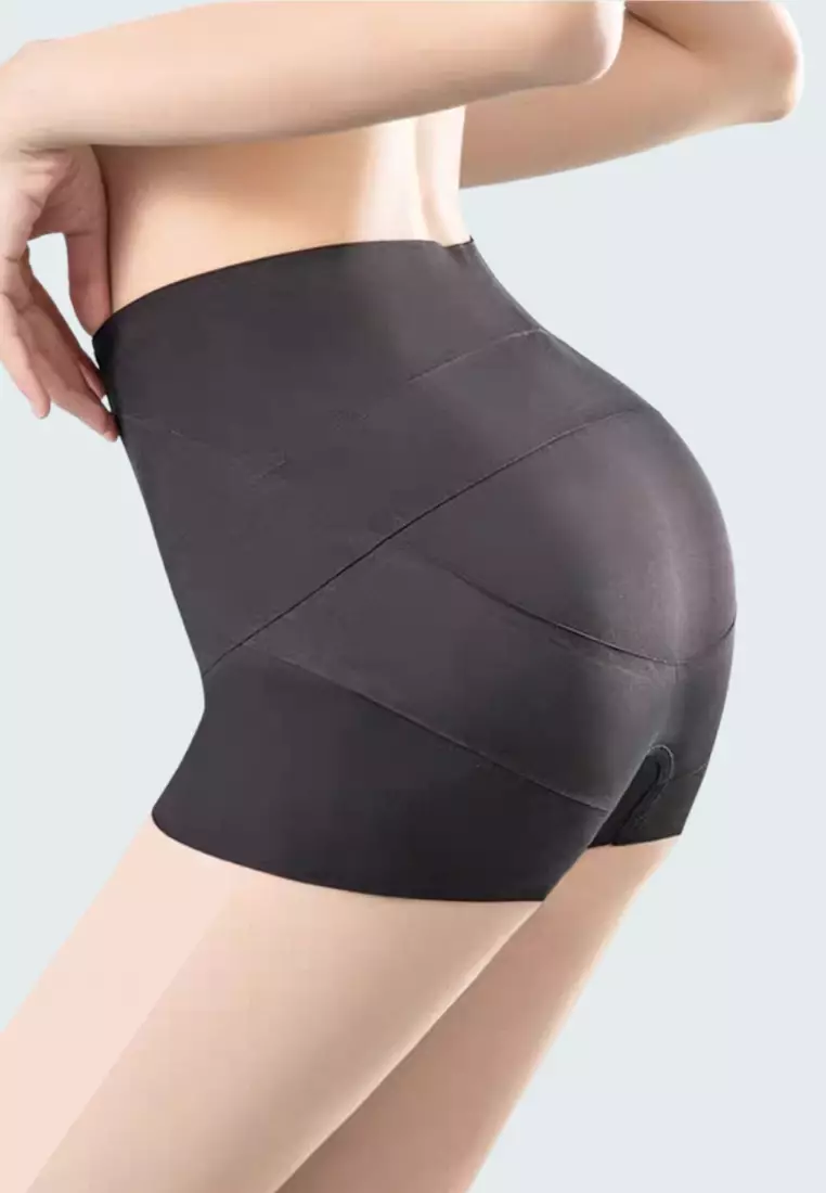 High Waisted Tummy Tuck Mesh Shaping Pants Hip Lifting Waist Slimming Thigh  Panties White at  Women's Clothing store