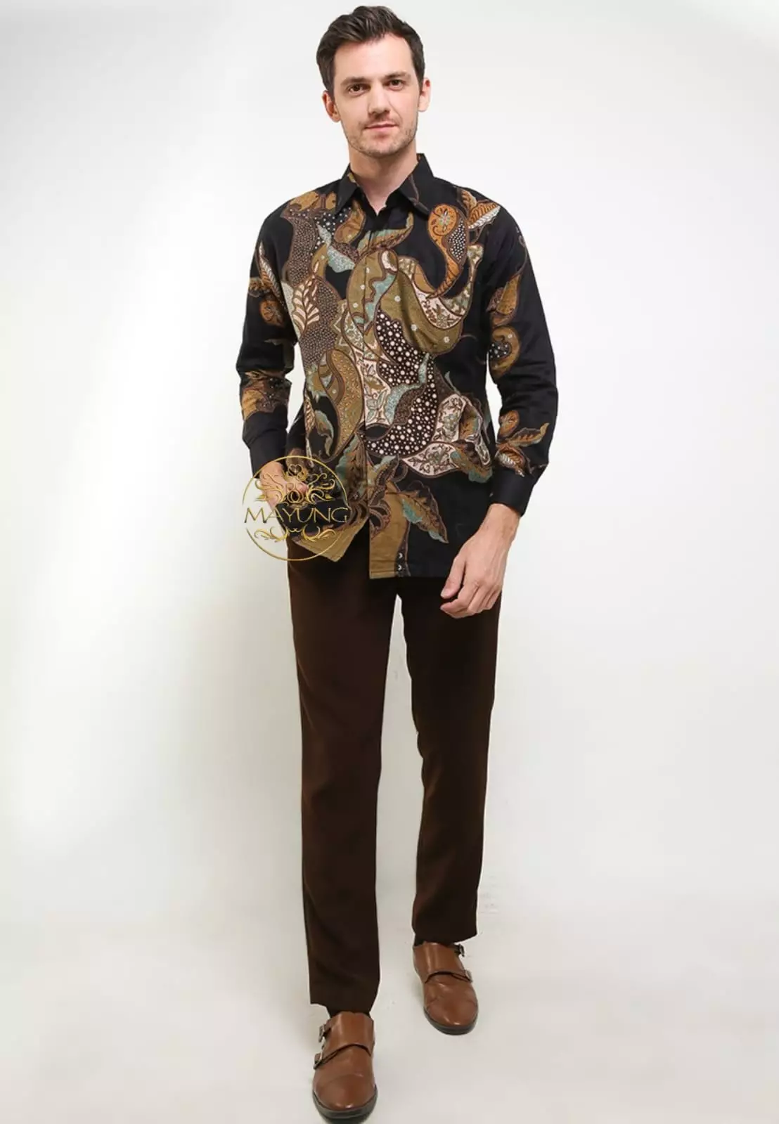 Laurendra Item Kemeja Batik Pria Premium Slimfit Modern Lengan Panjang