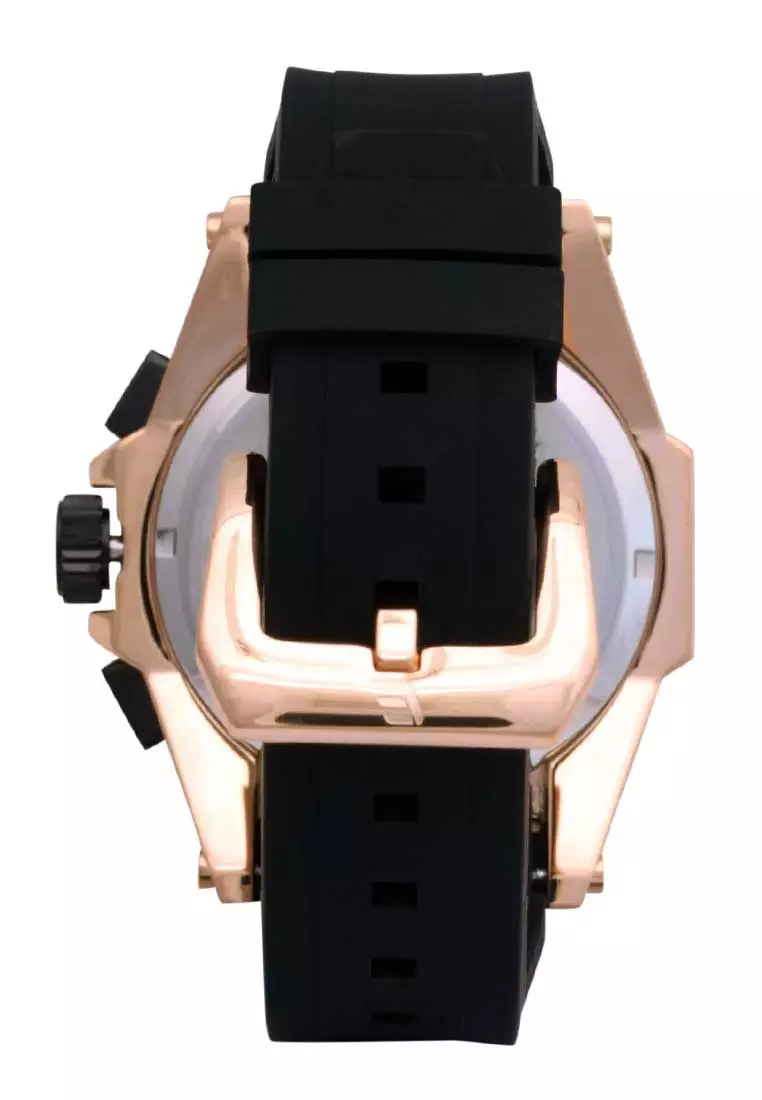 Elvano Jam Tangan Pria - Black Rosegold - Rubber - 9008MA2A-2BK
