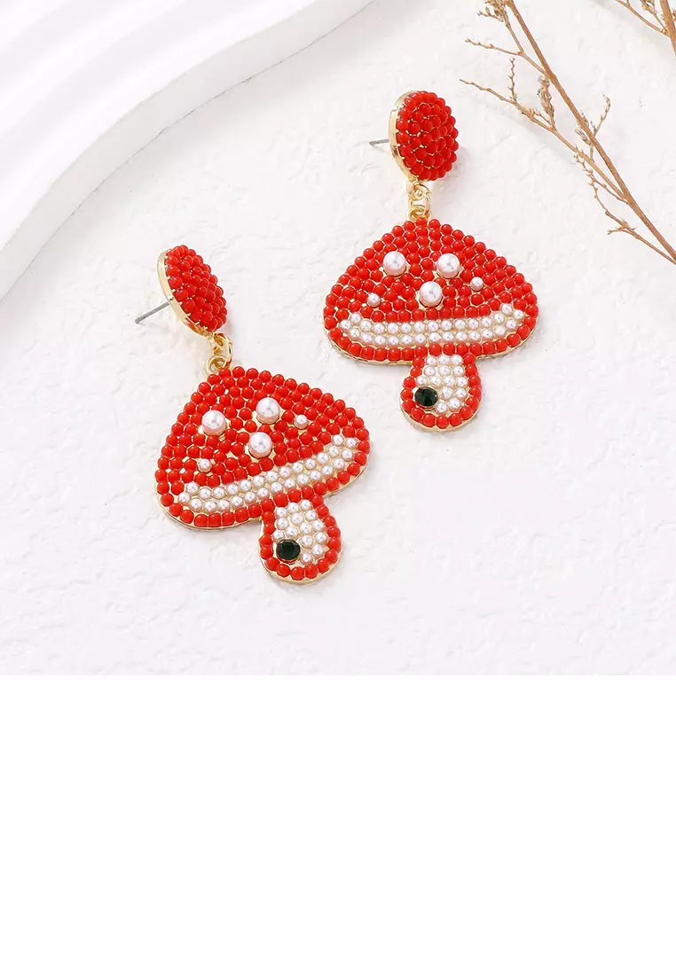 Buy Glamorousky Fashion and Cute Plated Gold Mushroom Red Ball
