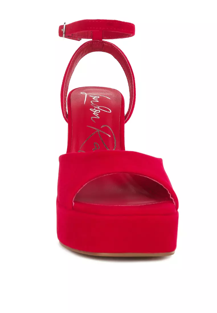 Red block deals heel platform sandals
