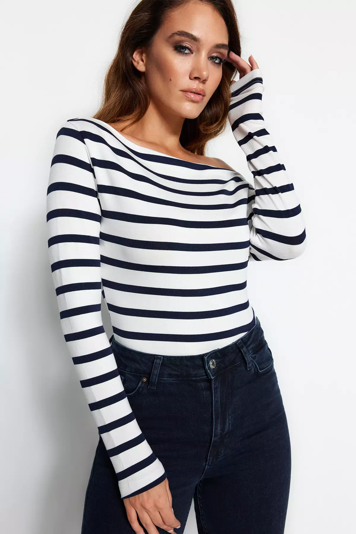 Striped Asymmetrical Top