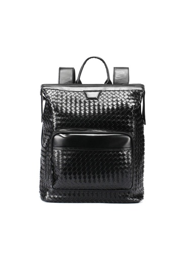 Buy Lara Zipper Weave Top Handle Plain Backpack Black Online On