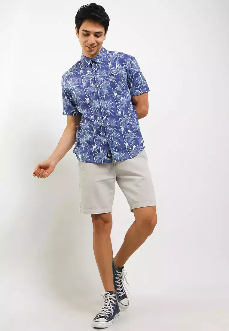 Sharks - Floral Short-Sleeves Shirt - Blue [SGF1P0175]