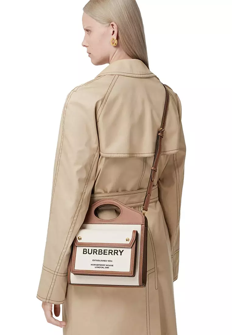 Mini Two-Tone Crossbody Bag in Natural/Malt Brown