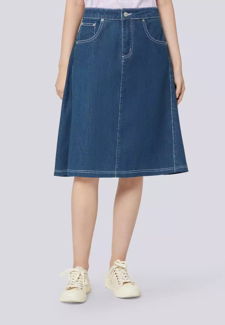 女裝扇形中長牛仔裙