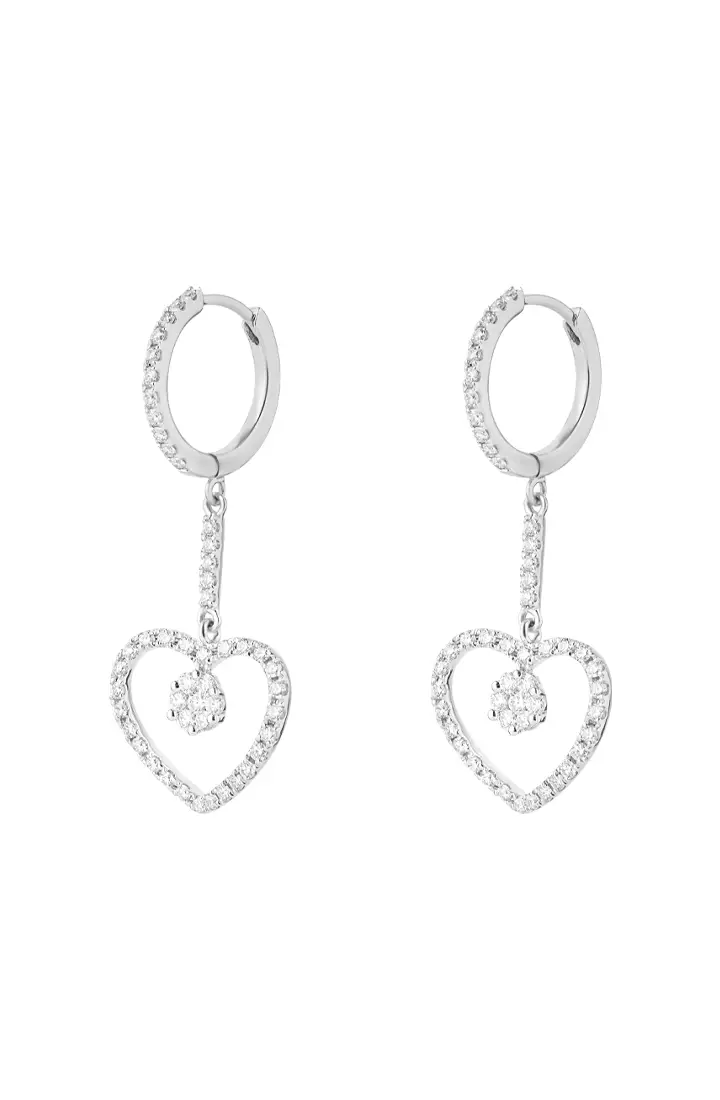 Gold heart earrings 2025 with diamonds