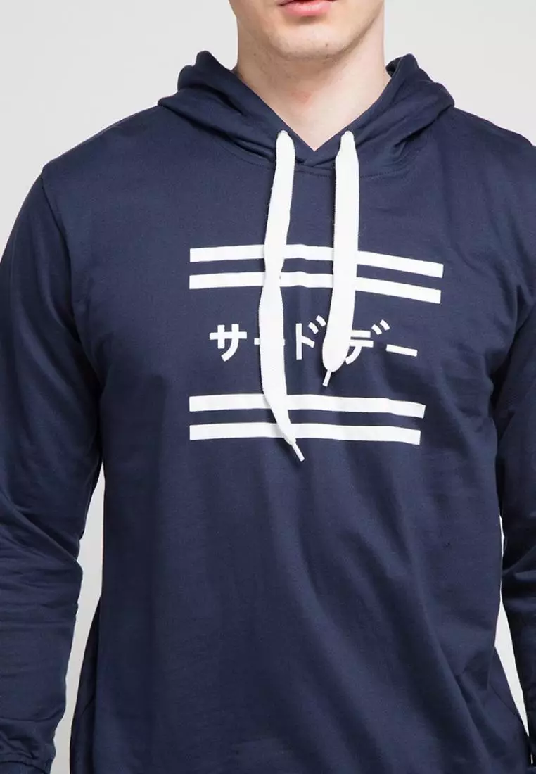 MO114C hoodies double line katakana nv T-shirt Navy