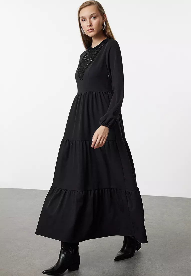 Modest Embroidery Maxi Dress