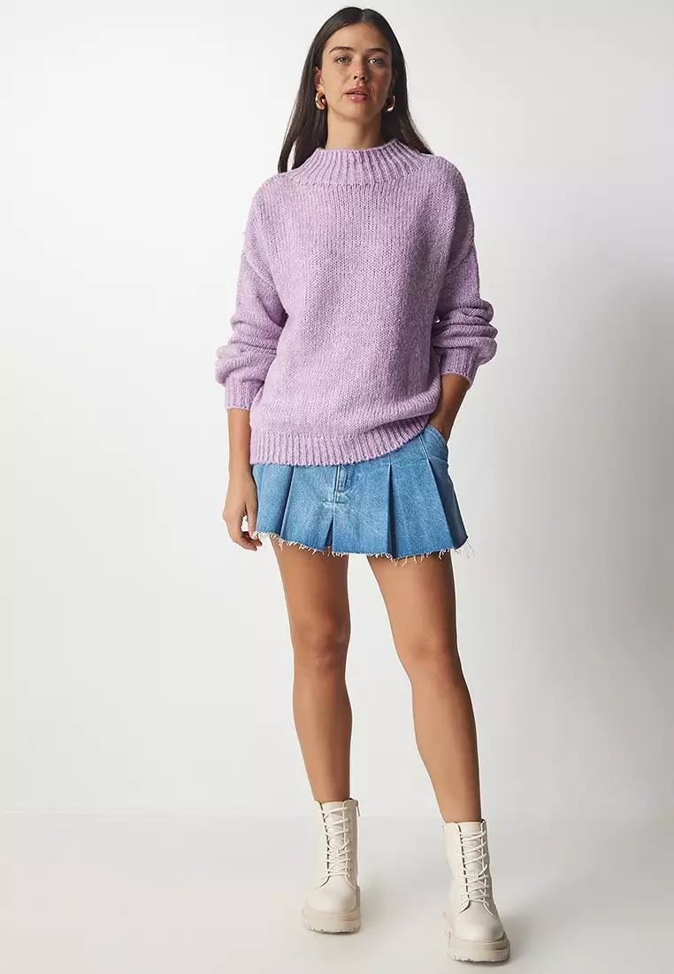 Stand-Up Collar Basic Knit Sweater
