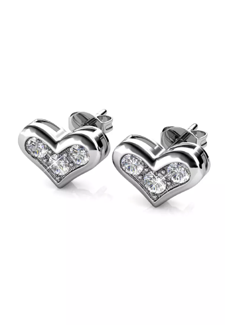 Kolina Earring White Gold - Anting Crystal by Her Jewellery