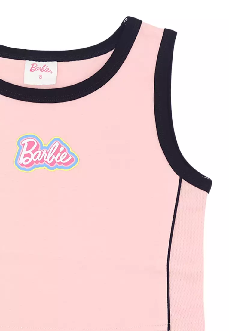 Girls Licensed Sleeveless Top with Contrast Piping - Pink