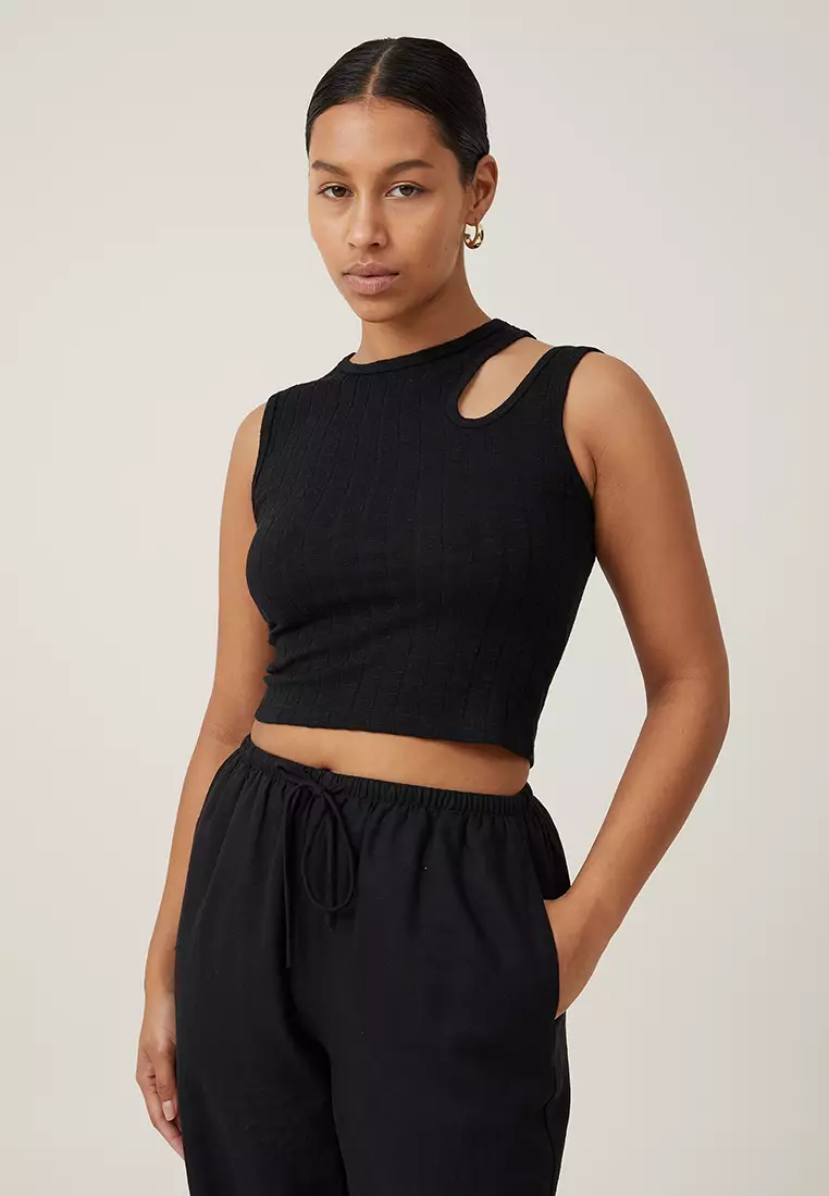 Cotton: On seamless cami top in black