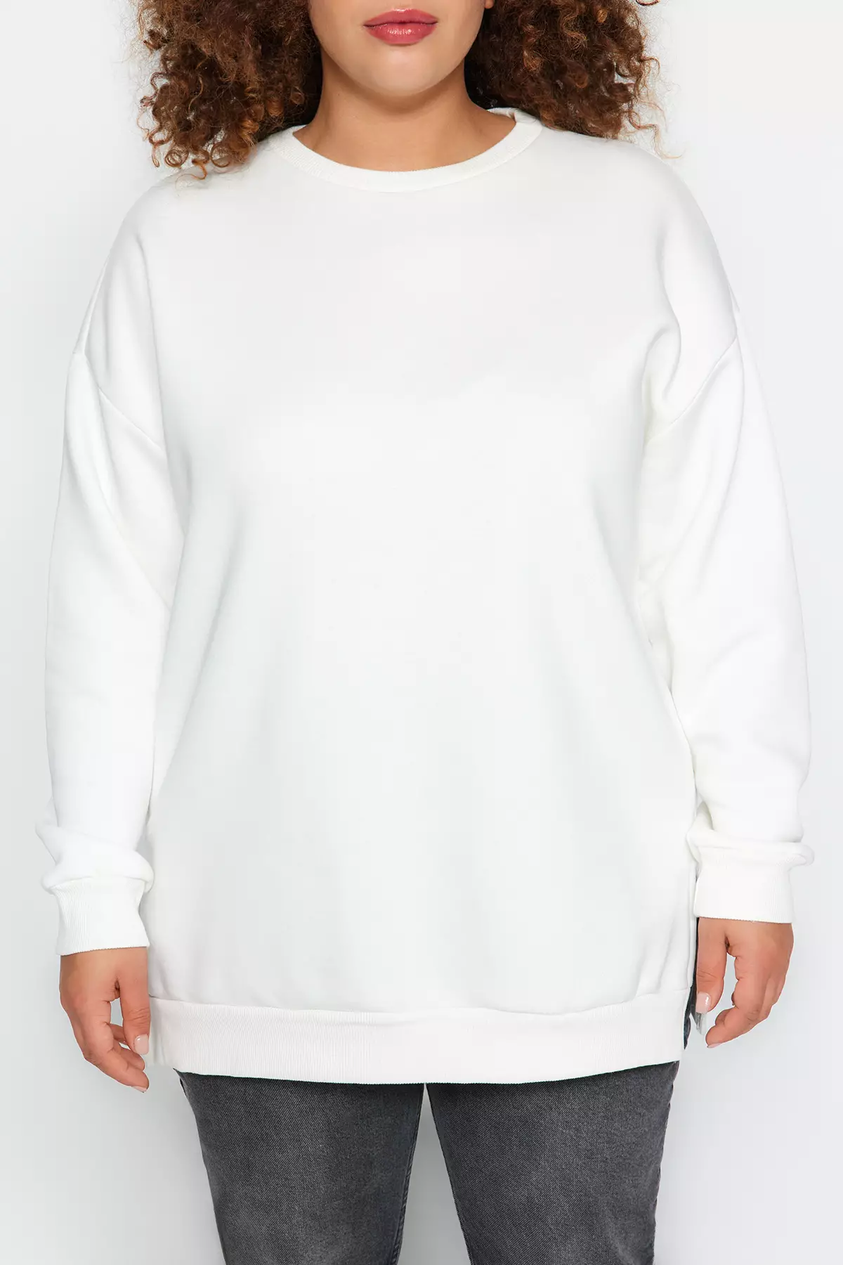 Plus size white sweatshirt sale