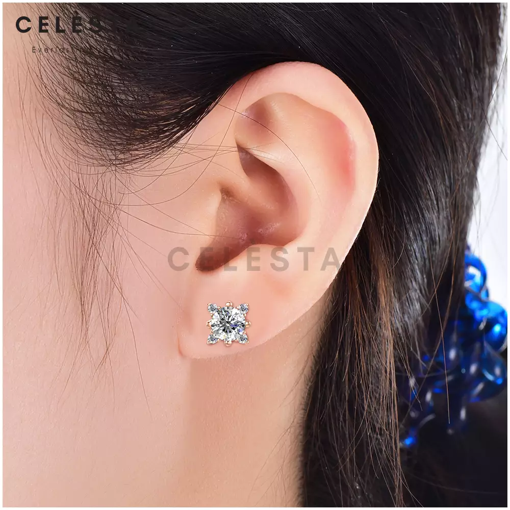 Berlian Moissanite Chimere Earring [GRA CERTIFICATE MOISSANITE DIAMOND] - Anting 0.5ct Moissanite Diamond with 925 Silver Celesta Moissanite