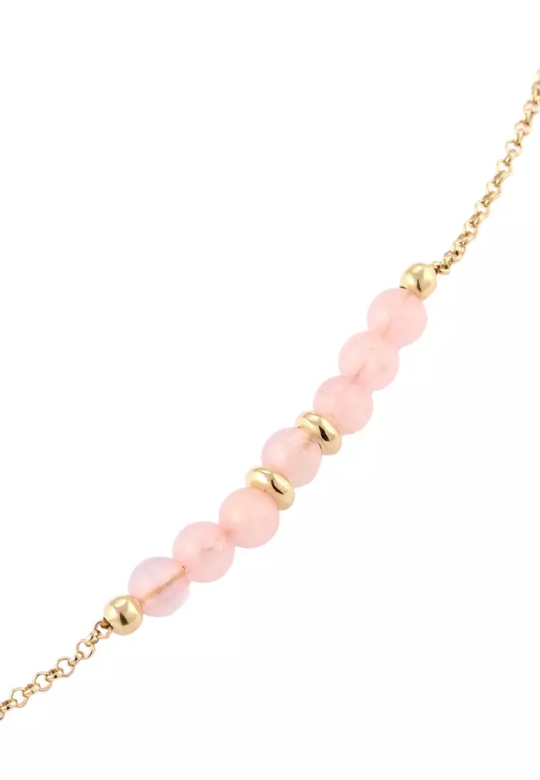 手链珠子石英玫瑰金镀层