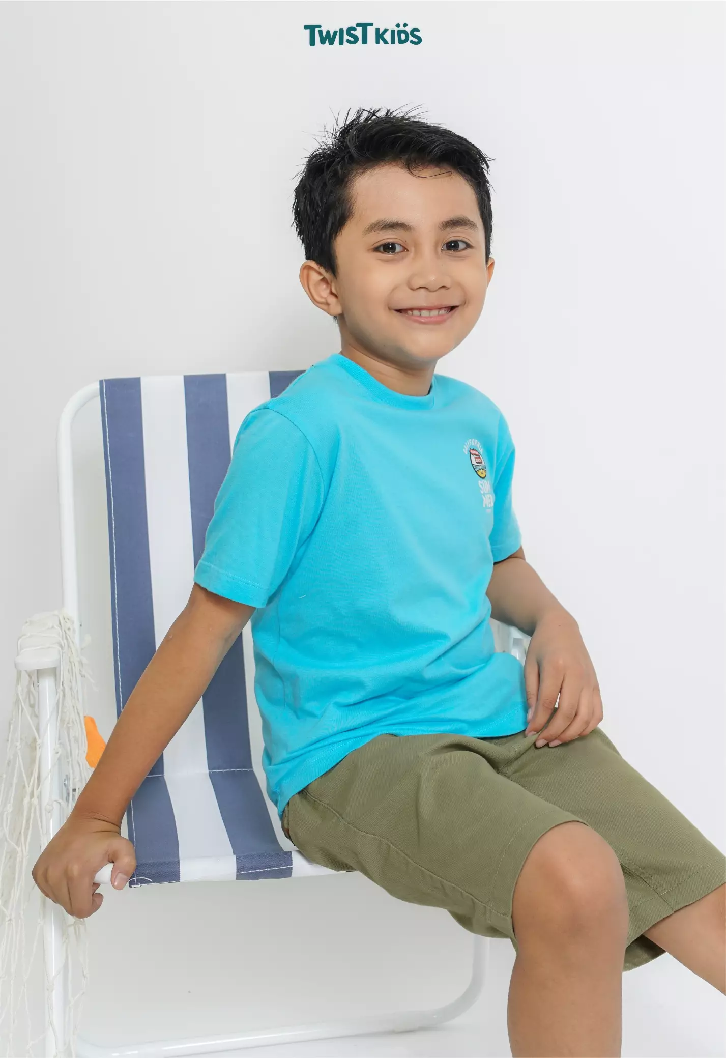 Twist Kids [Official Store] - Summer Splash Series, Dylan C, Atasan/Tshirt/Kaos Oblong, Baju Pantai Anak Laki-Laki (usia 4-14 tahun) Warna Biru (Blue)