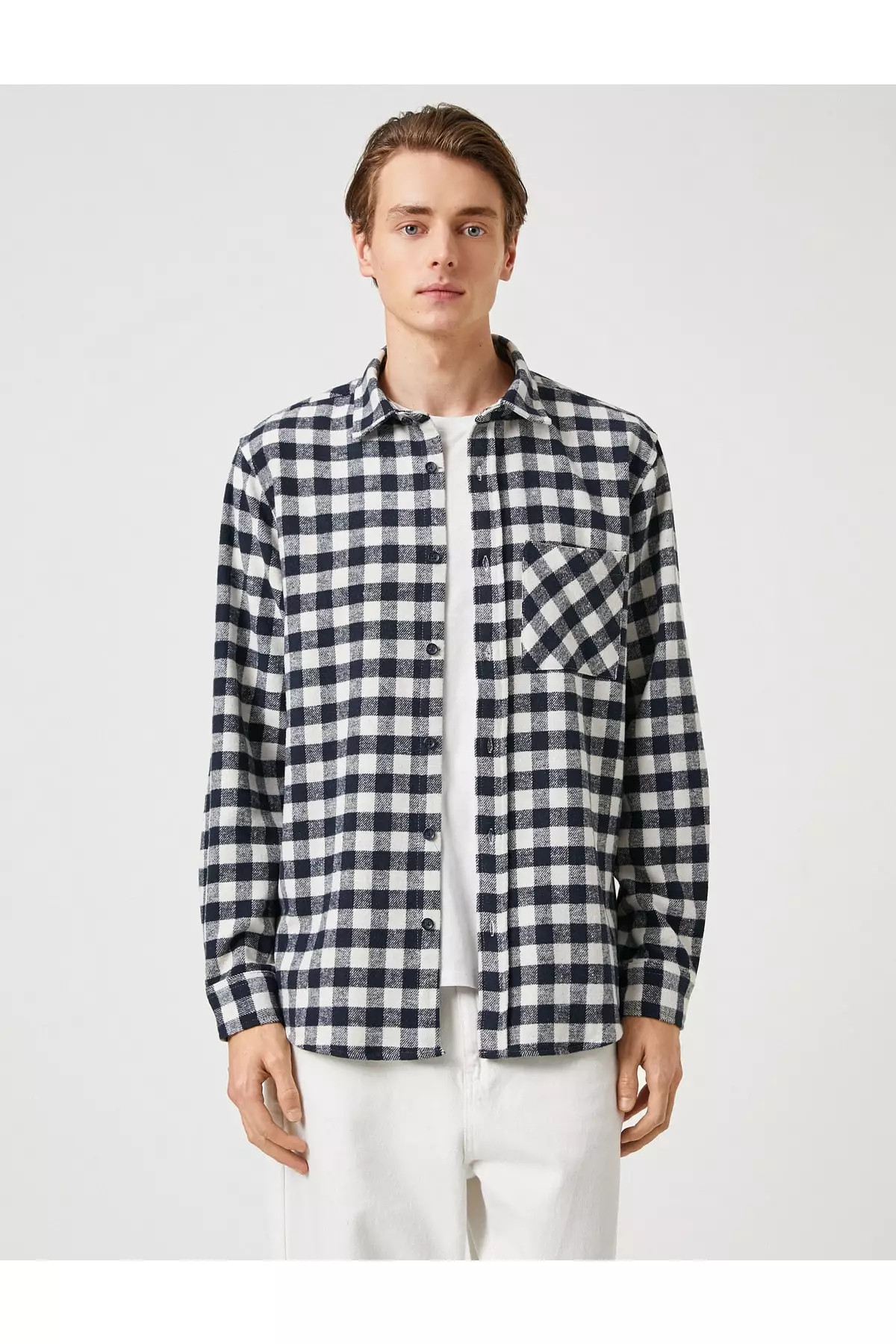 Global Stripe Check Blocking Shirt