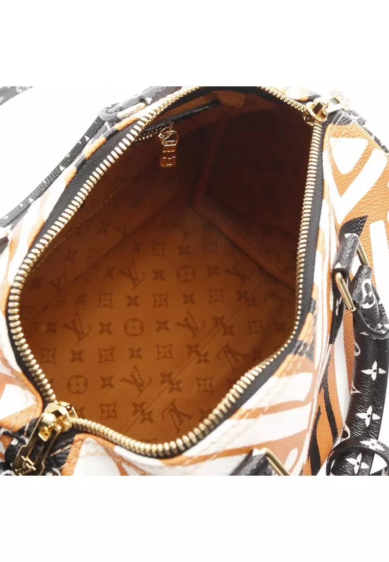 Pre-Loved Louis Vuitton Speedy Bandouliere 25 LV Craft monogram giant Handbag PVC orange multicolor 2WAY