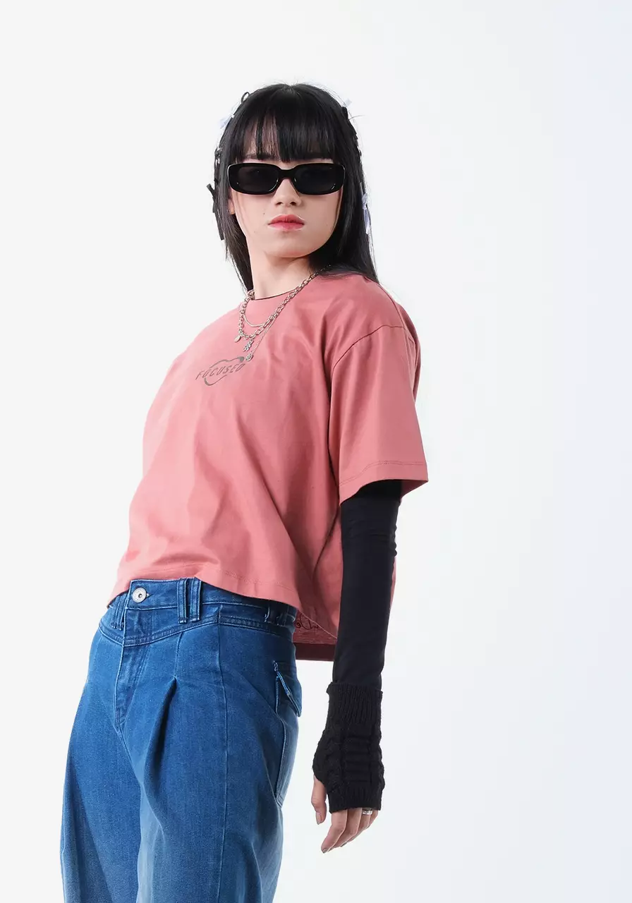 Kaos Wanita Crop Eloise Dusty Pink