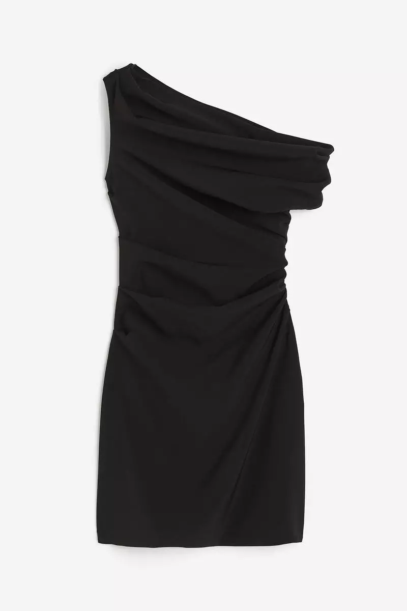 Draped one-shoulder dress