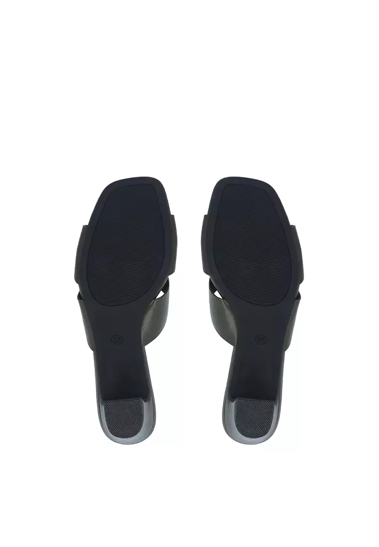 Dark Green Everyday Step Heeled Sandals