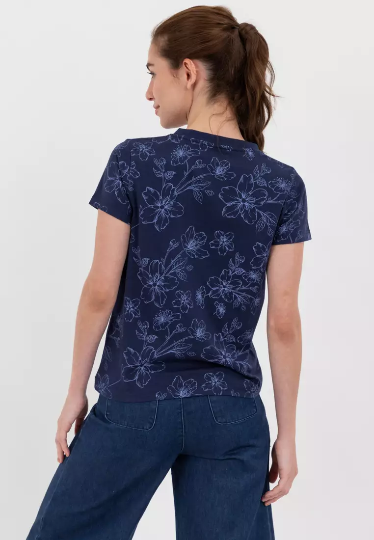 Online Exclusive Ladies All Over Print Tee Blue