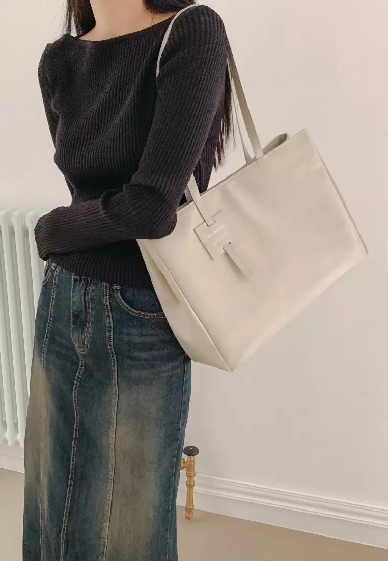 ANNA Vegan Leather Shoulder Bag Beige