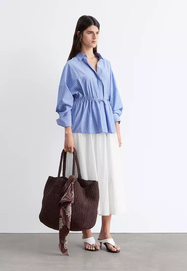 Cotton Poplin Drawstring Shirt